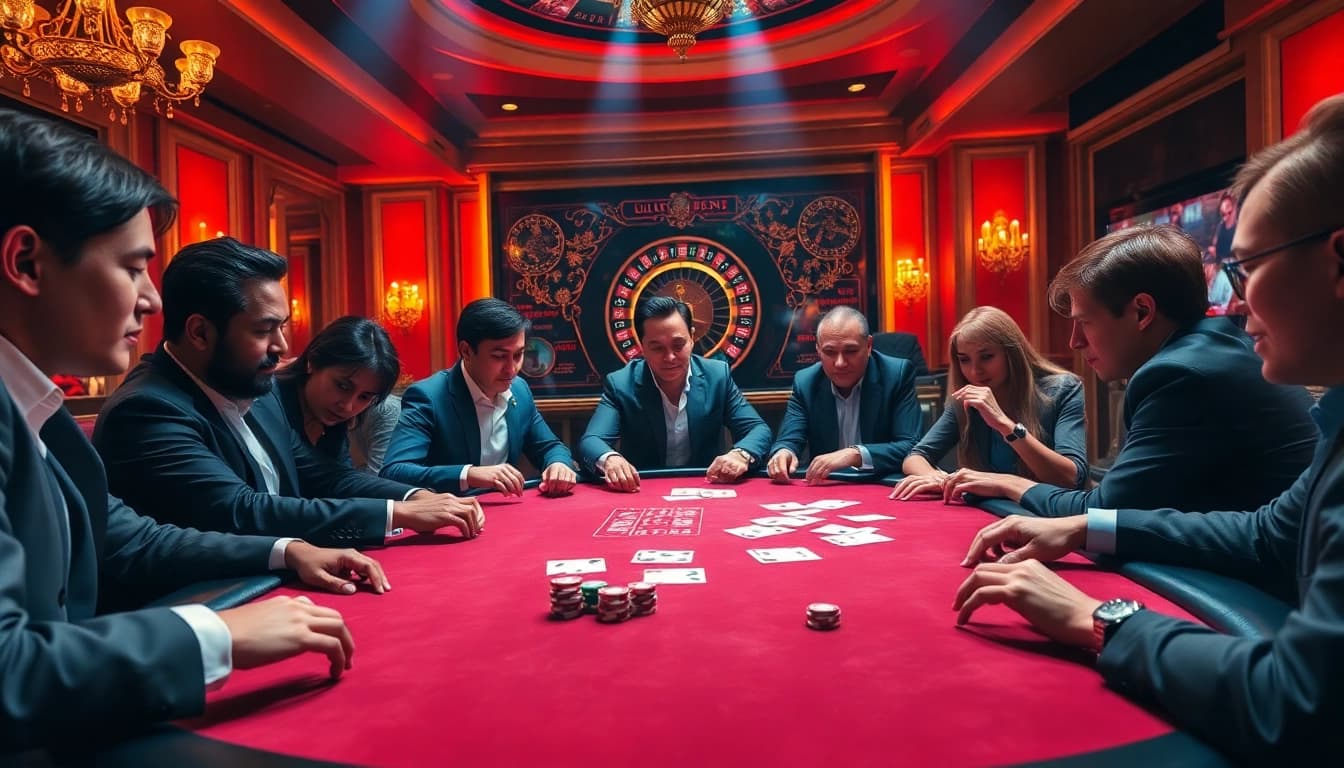 Experience thrill and excitement at https://zx88.live/ with players at a high-stakes poker table.