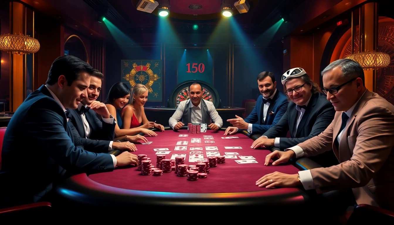Poker game excitement at HM88 COM with professional players and vibrant chips.