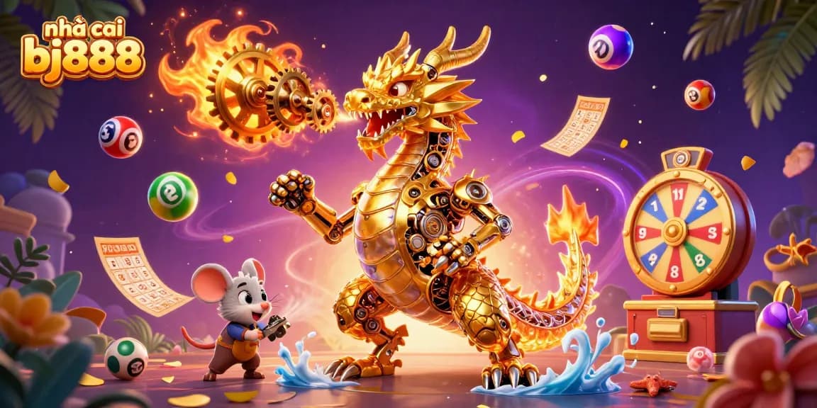 Experience exciting plays at nhà cái bj888 with vibrant lottery balls and casino elements.