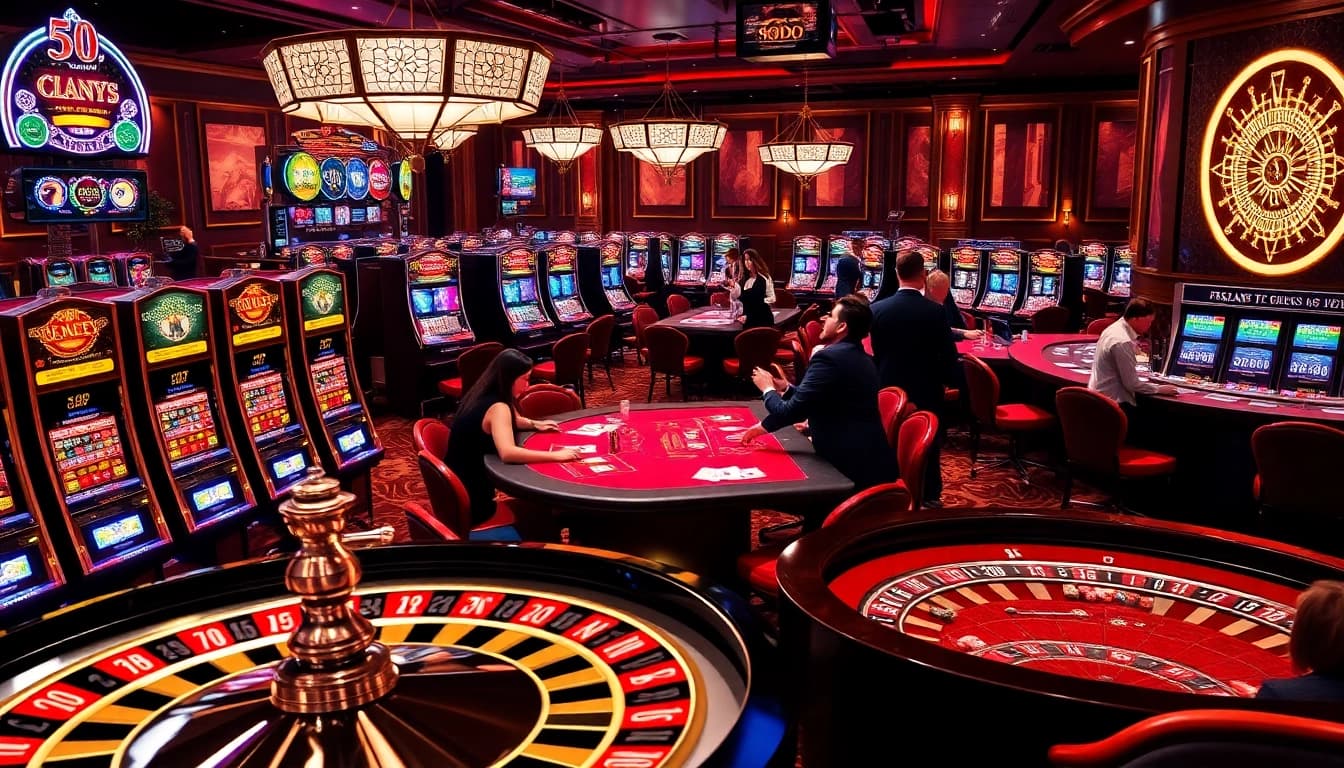 SODO-themed luxury casino scene with vibrant slot machines and high-stakes table games.