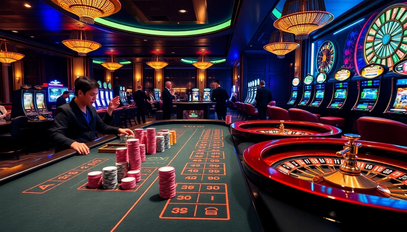Gambling excitement at xx88.center with vibrant casino tables and engaging players