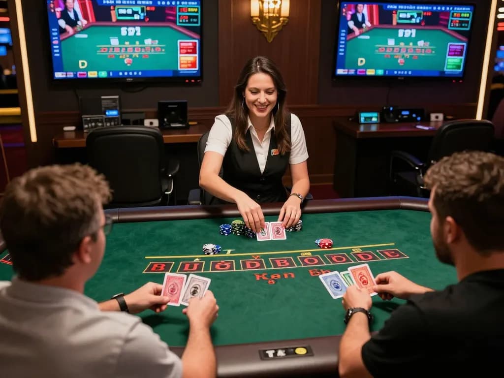 TT88 players engaging in an online live dealer blackjack game, highlighting strategy and excitement.