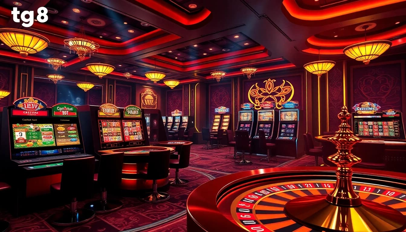 Witness thrilling gameplay at tg88 with vibrant slot machines and dynamic casino tables.