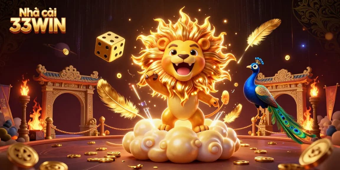 Experience thrilling gaming with Nhà cái 33WIN in this vibrant 3D casino illustration.