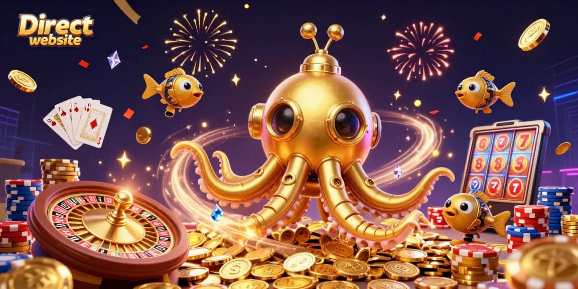 Spin to win with Direct website and marvel at the golden kraken and flowing coins!
