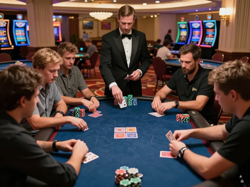 Experience thrilling poker gameplay at soibetzz with focused players and luxurious casino ambiance.