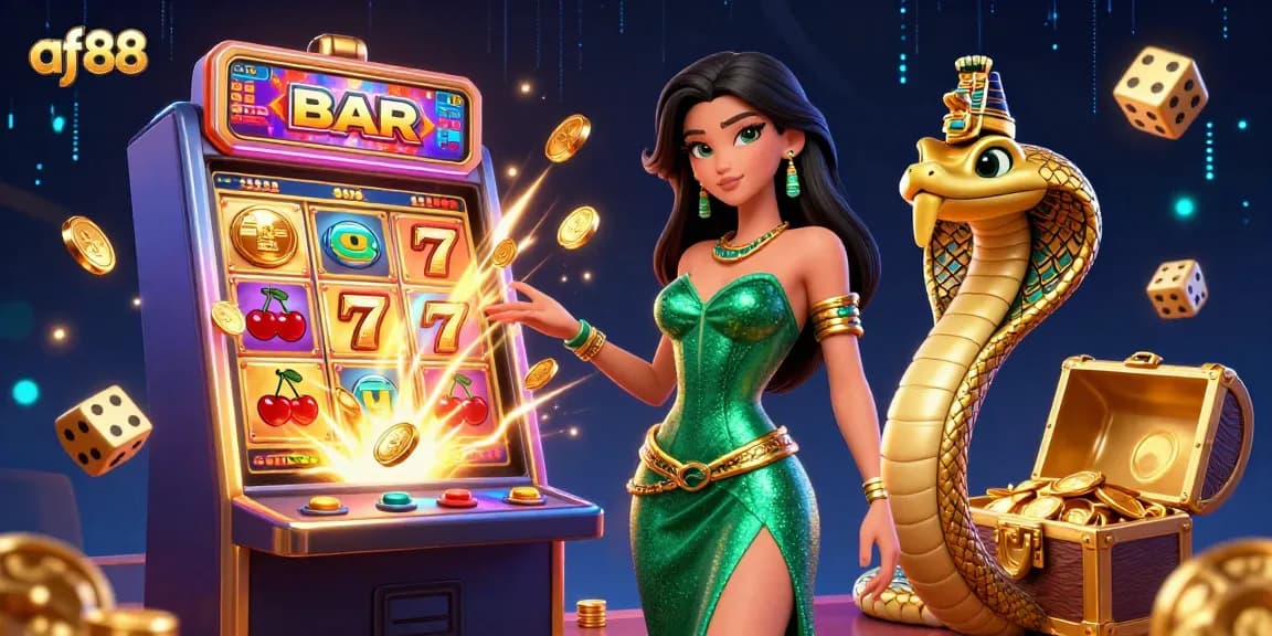 Feel the excitement of af88 with this vibrant 3D casino scene bursting with color and action.