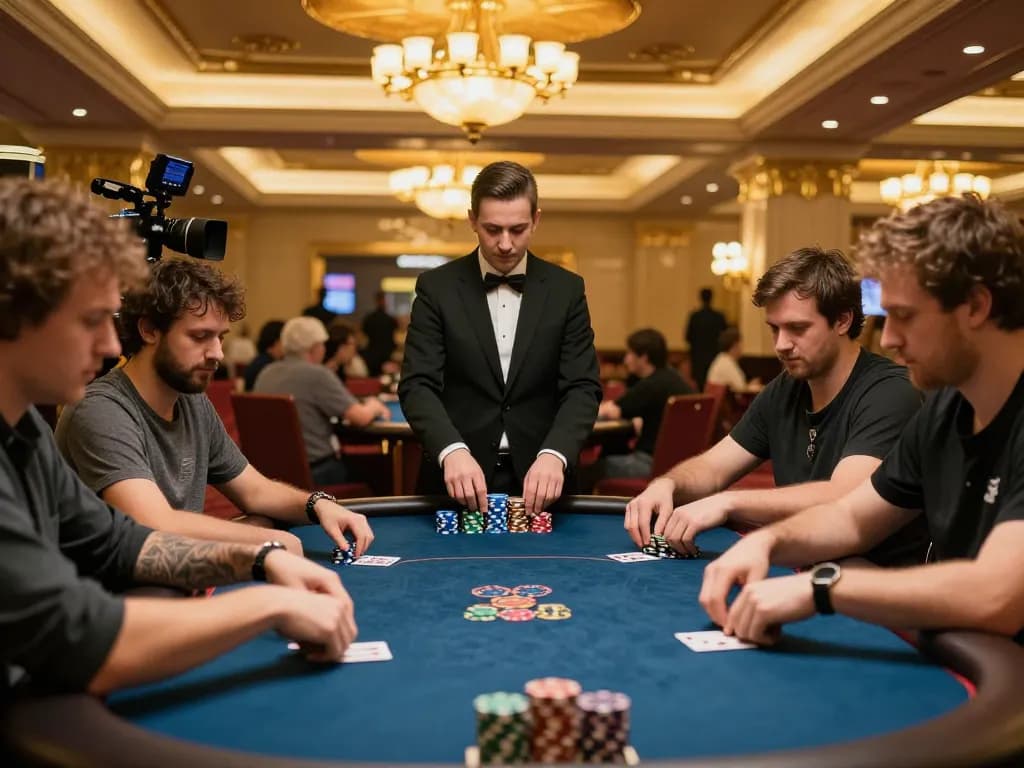 Players engaging in a high-stakes poker match at 88clbgo, showcasing vibrant chips and intense focus.