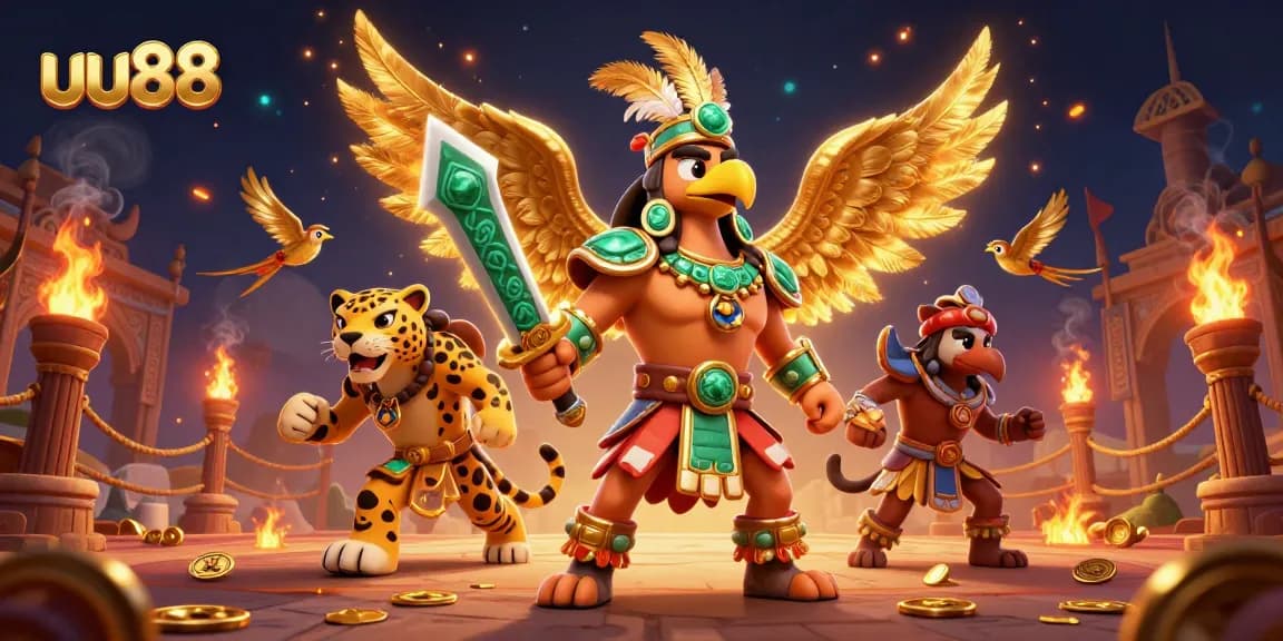 Engage in thrilling gaming at uu88 with Aztec warriors amid dynamic casino action.
