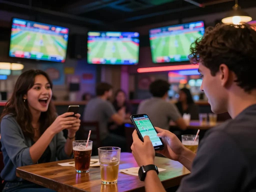 Engaging in kqbd live sports betting in an exciting sports bar atmosphere.