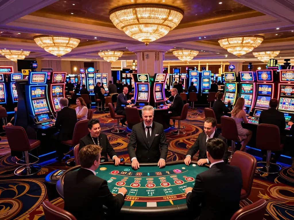 Players winning at luck8 casino games in an upscale Las Vegas venue