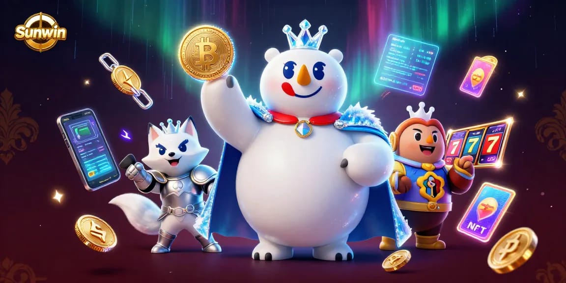 Engage in thrilling gameplay at Sunwin with ice king polar bear and snow fox amidst vibrant casino elements.