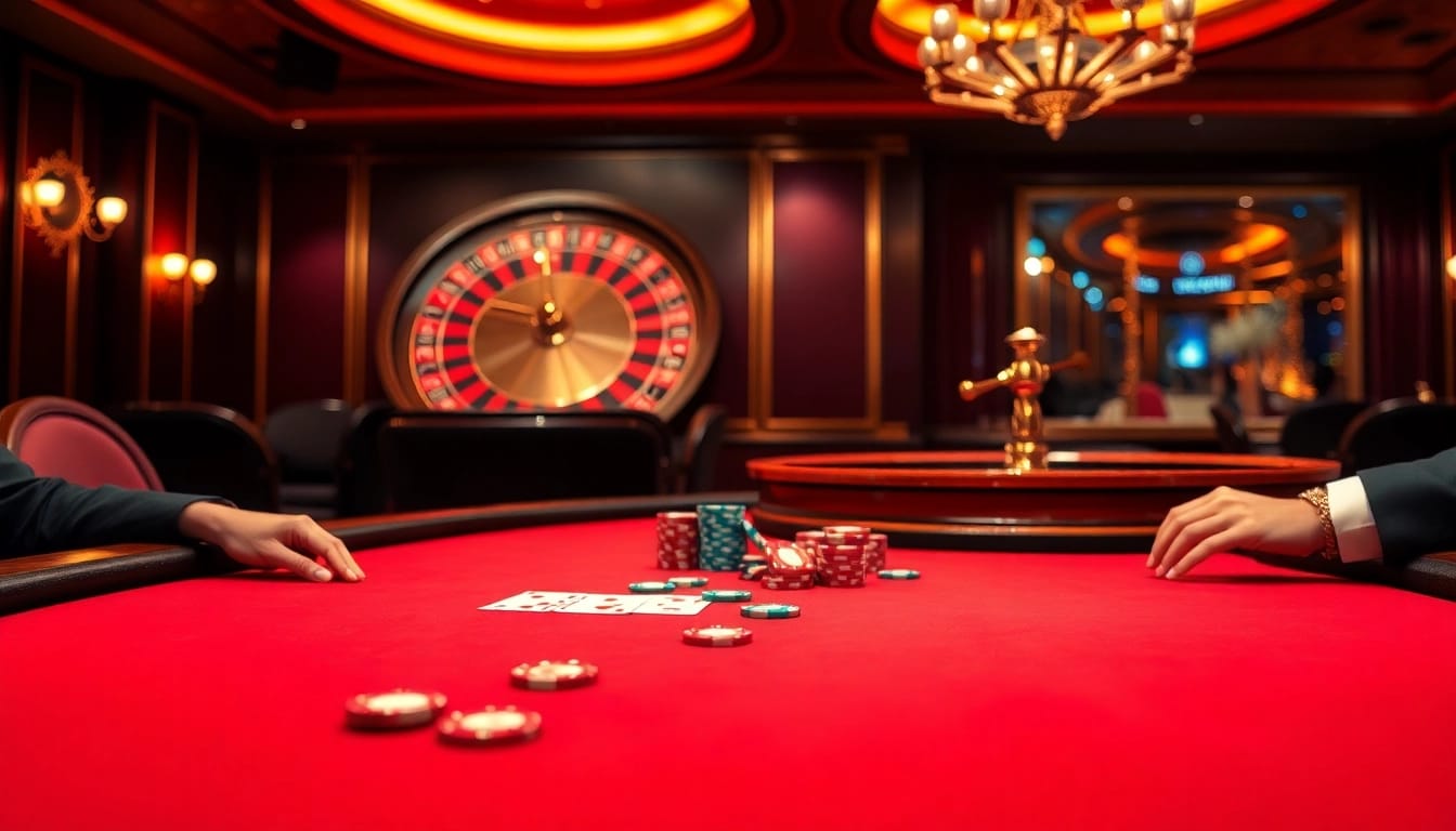 Players strategizing at a poker table in a vibrant casino scene featuring 789win elements.