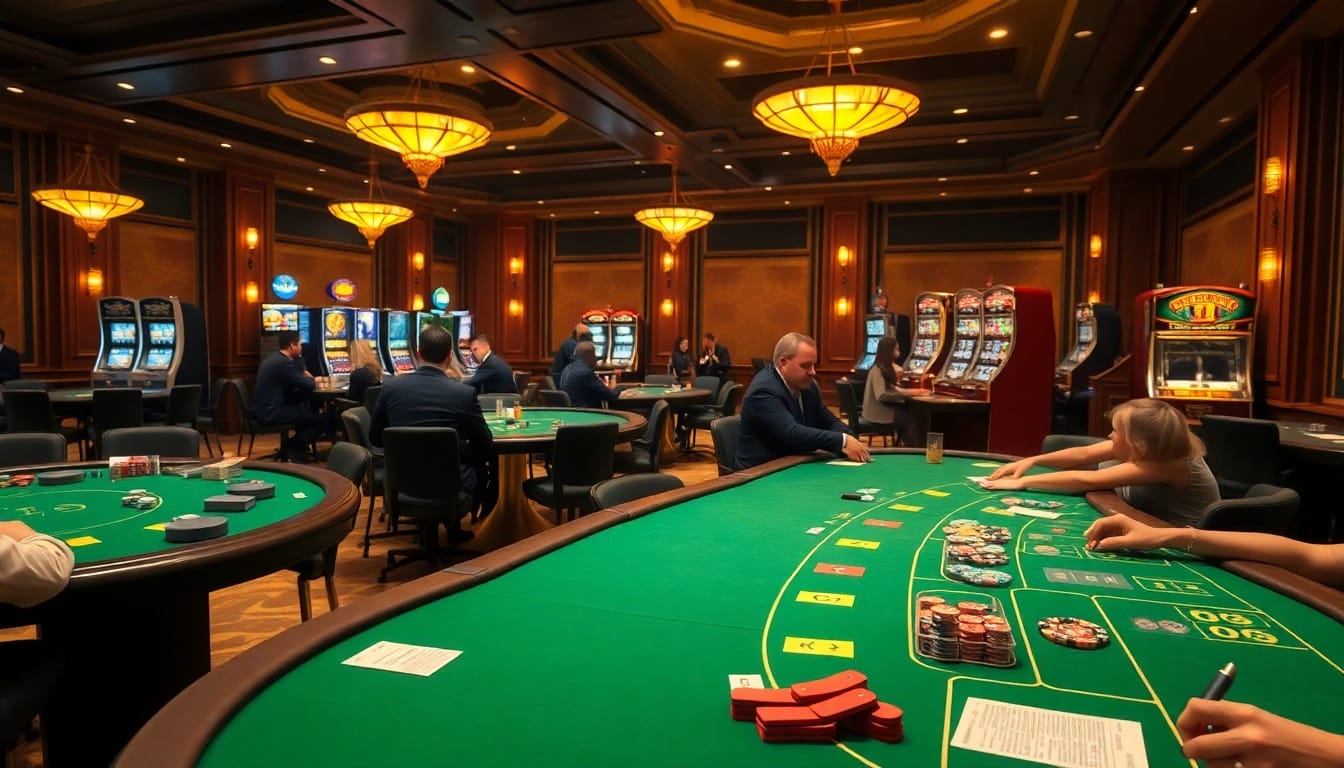 Engaging gamblers analyzing kèo nhà cái at a luxurious casino table with poker chips and cards.