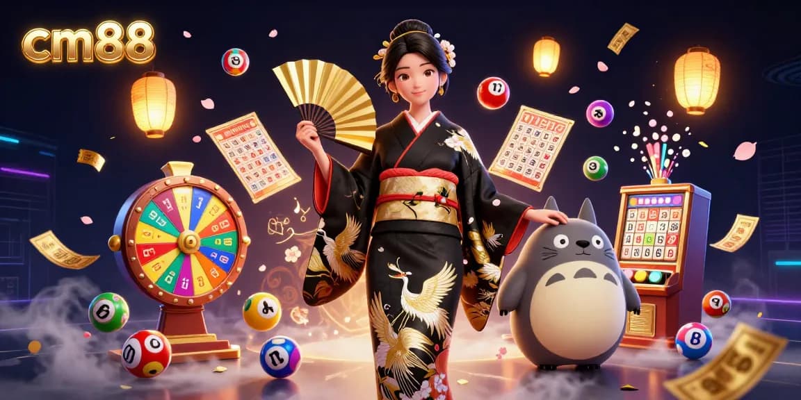 Spin and win with cm88's vibrant lottery game featuring colorful balls and casino charm.