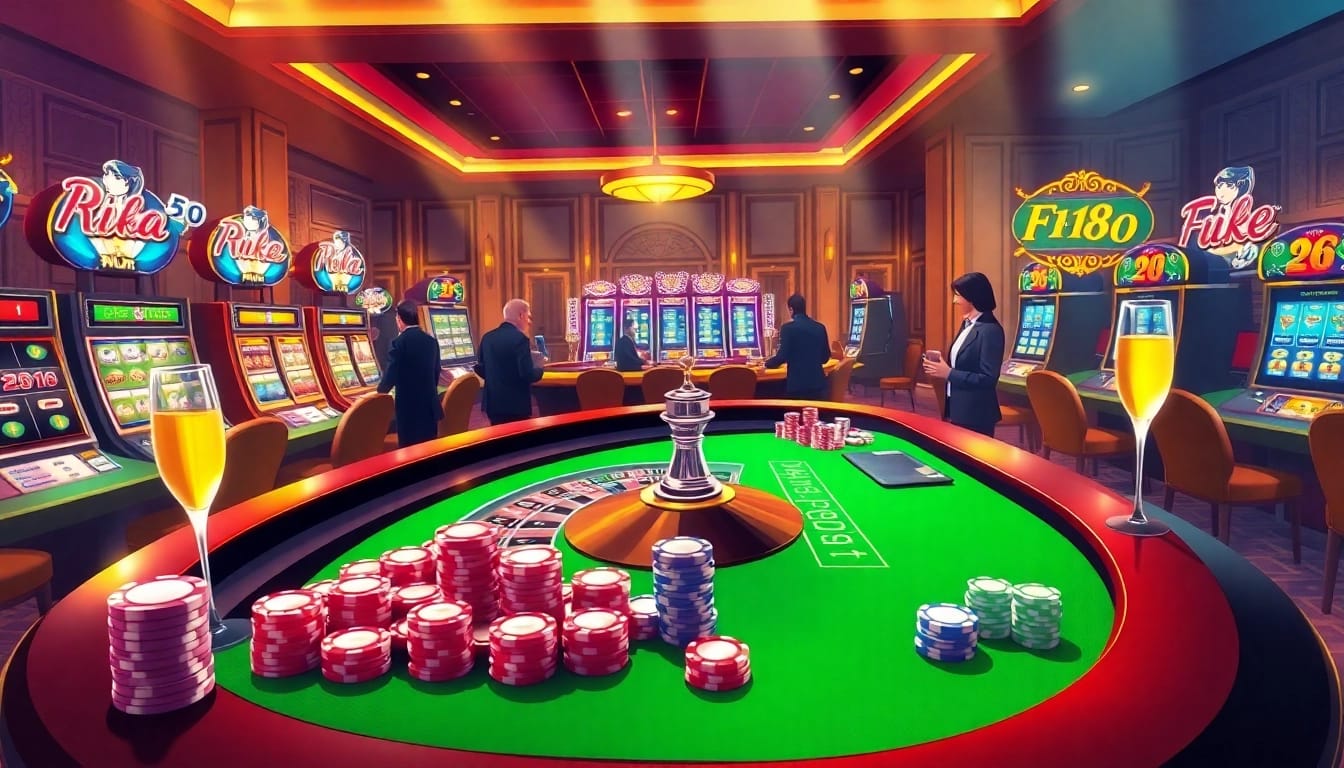 F168 players engaging with vibrant casino games at a luxurious roulette table.
