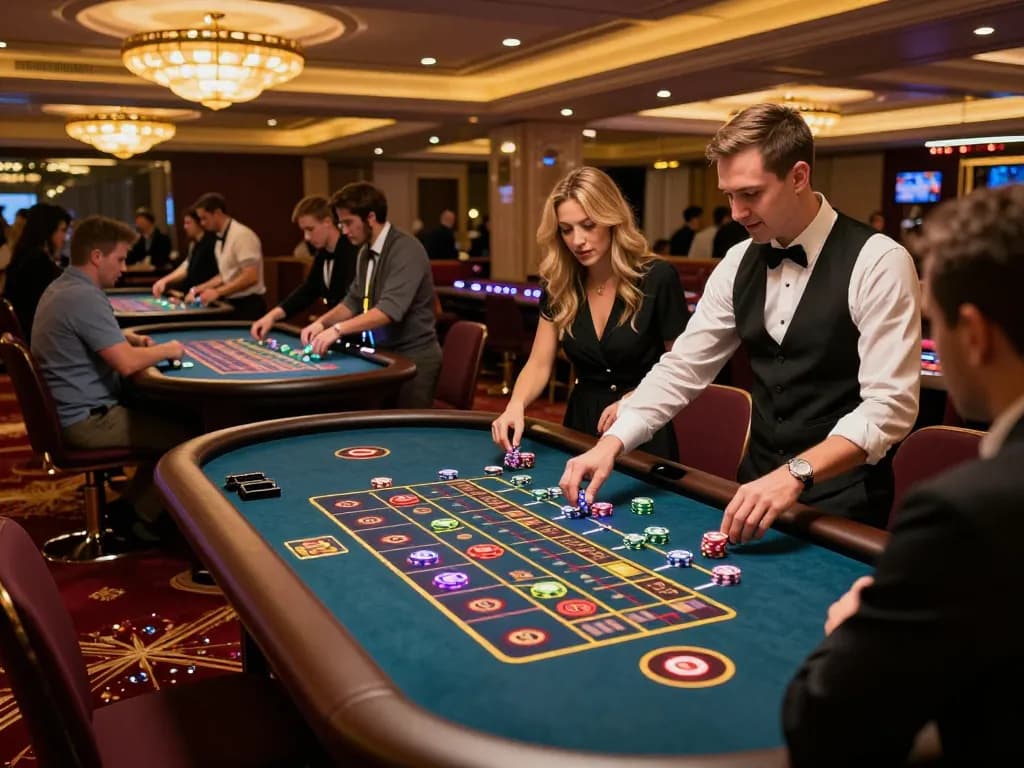 Players engaging at TR88 casino's vibrant roulette tables, showcasing strategic gameplay.