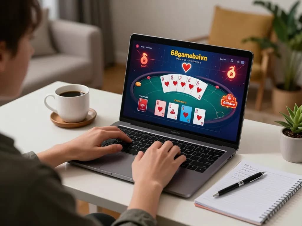Engaging scene of online gaming experience at 68gamebaivn with stylish setup and personal touches