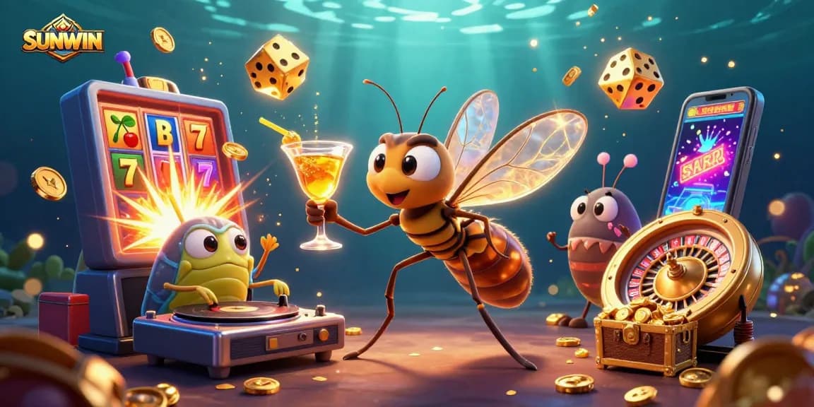 Experience SUNWIN's vibrant casino action with a lively mascot, spinning roulette, and jackpot excitement!