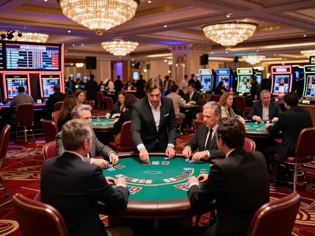 Engaged players evaluating their hands at a blackjack tournament in a luxurious Las Vegas casino, showcasing https://www.bearcreekwatershed.org/macroinvertebrates.