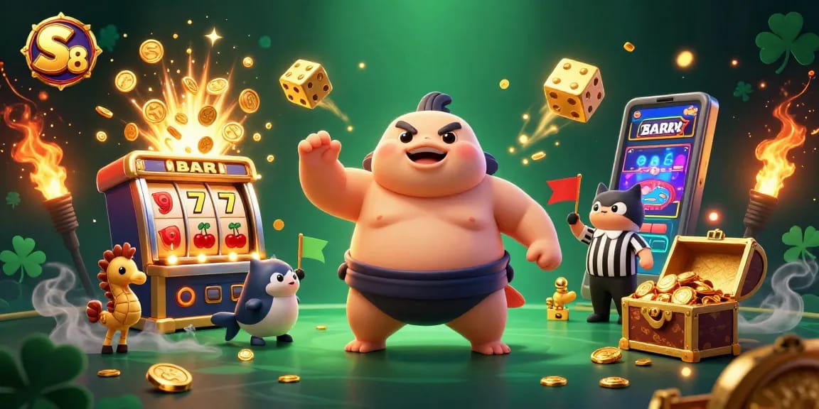 Engage in thrilling gameplay at S 8 with vibrant characters and dynamic casino elements.