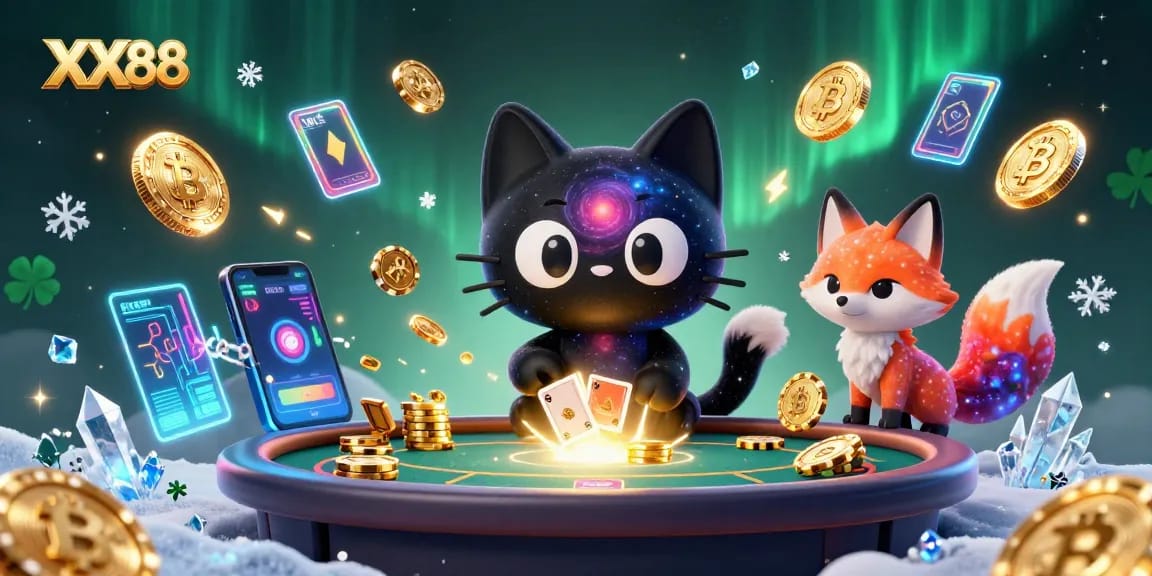 Experience exciting gameplay at XX88 with a cosmic casino featuring charming characters and dynamic elements.
