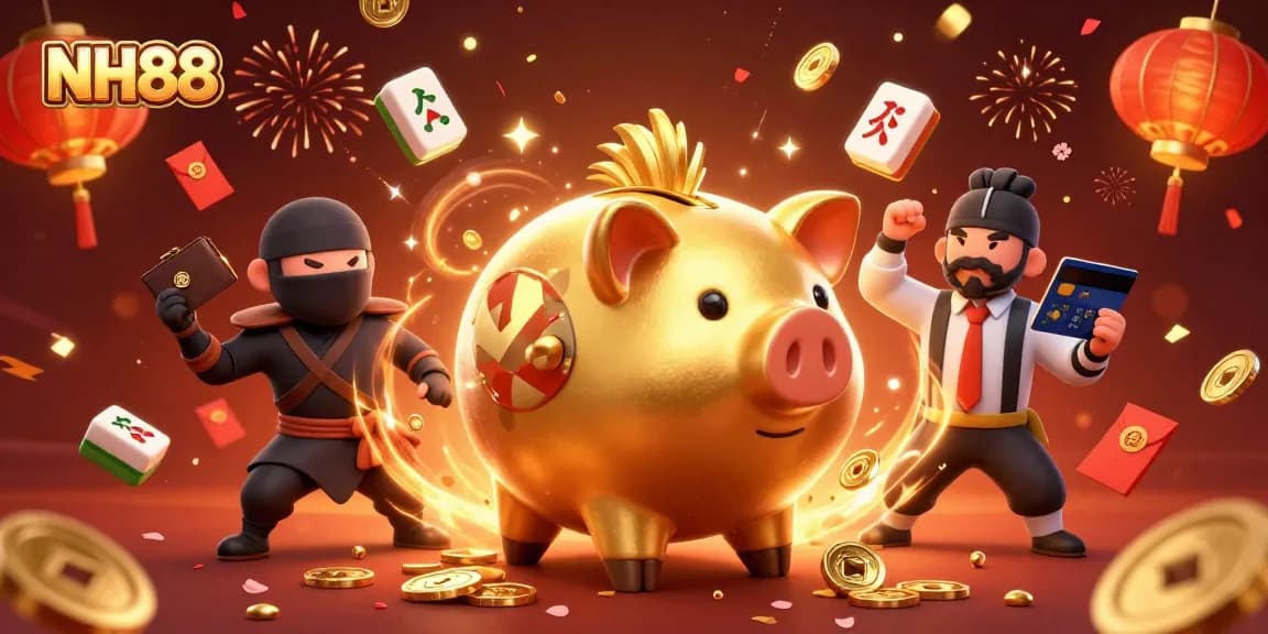 Experience vibrant NH88 gaming action with dynamic characters and celebratory elements.