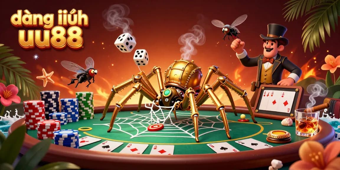 Engage in thrilling moments at đăng nhập uu88, where a vibrant casino scene unfolds with steampunk elements and poker action.