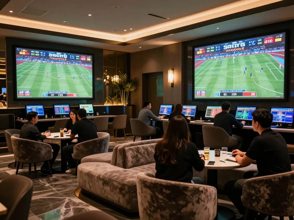 Exciting betting moments at SV66 in a vibrant sports lounge filled with fans.