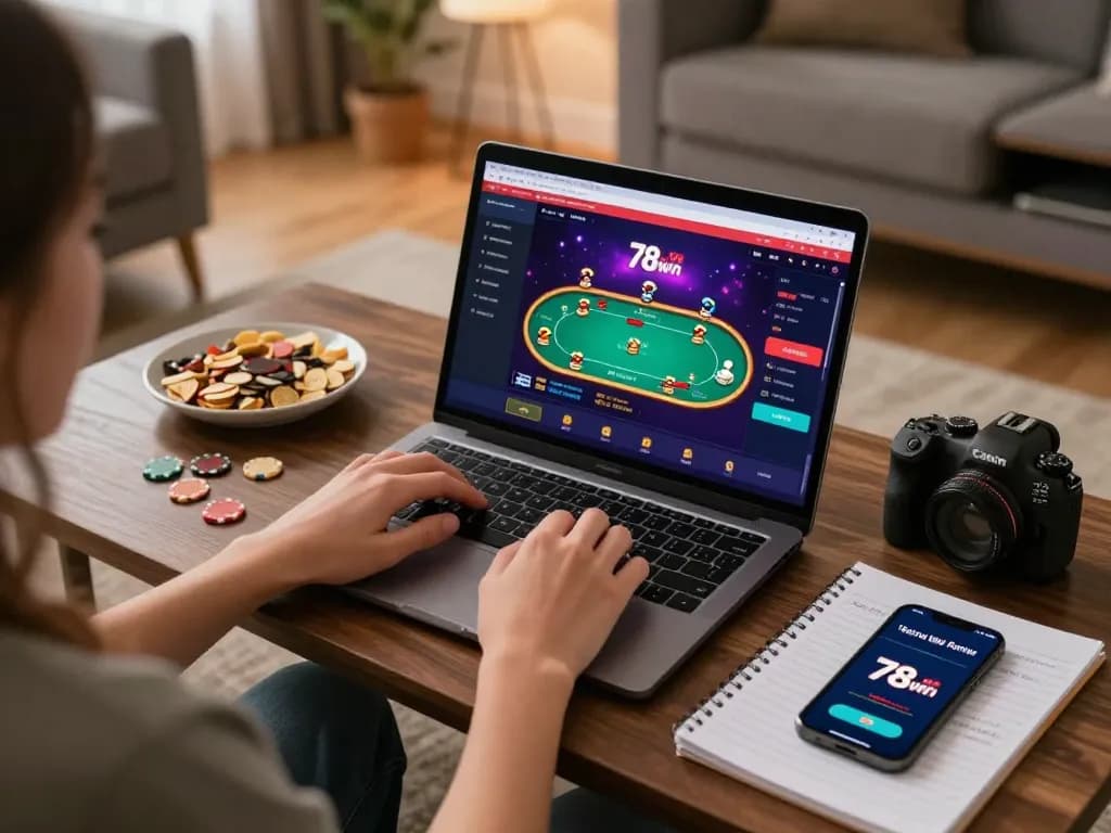 Engaging online gambling session at 78win, showcasing a player focused on poker strategy.