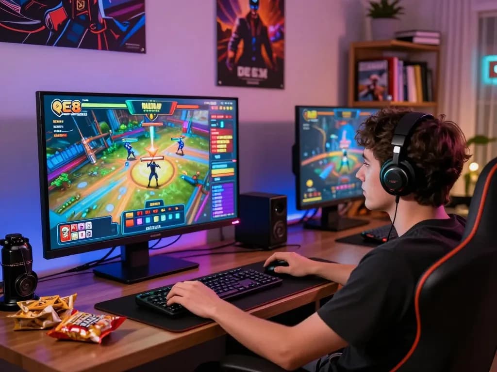 Exciting online gaming experience on the QE8 platform with vibrant visuals and cozy atmosphere.