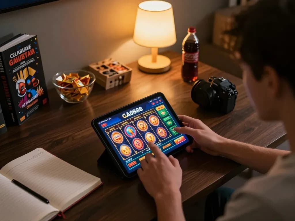 Engaging with GA8888 mobile app for online gaming while enjoying a cozy atmosphere at home