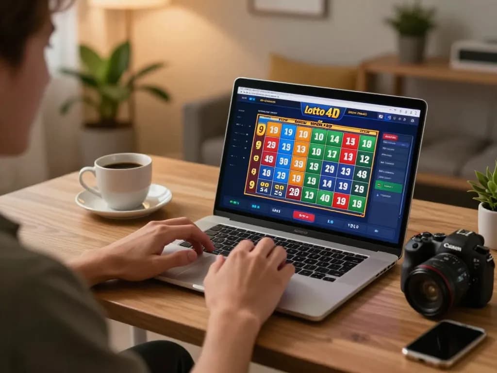 Check live 9 Lotto 4D results while playing at home with laptop and cozy atmosphere