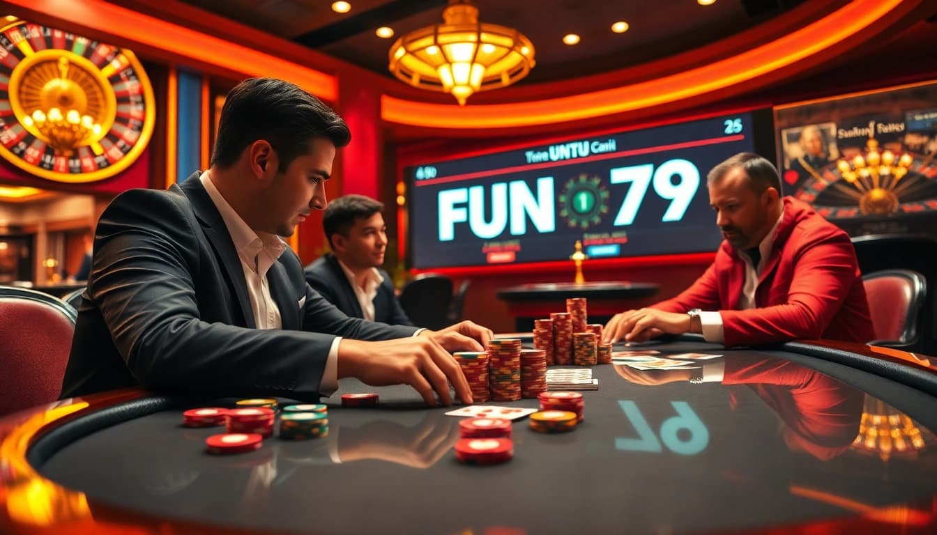 Engage in thrilling gameplay at FUN 79 with vibrant casino tables and professional players.