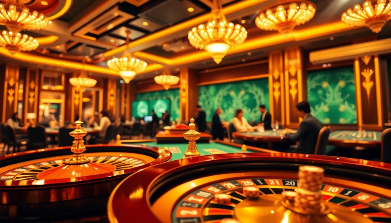 Experience thrilling gambling action at Cổng Game XIN88 with vibrant tables and players immersed in the excitement.