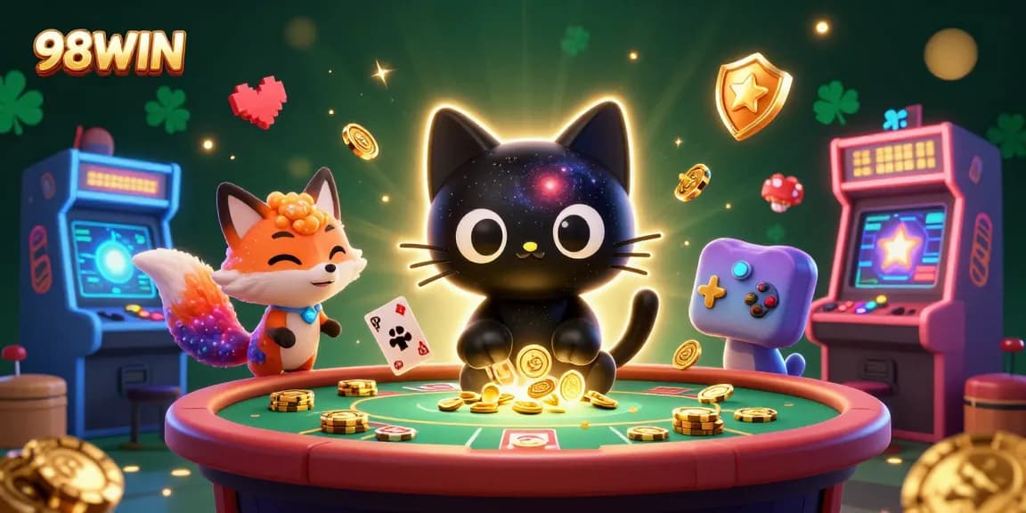 Experience thrilling gameplay with 98WIN at this vibrant casino scene filled with dynamic game elements.