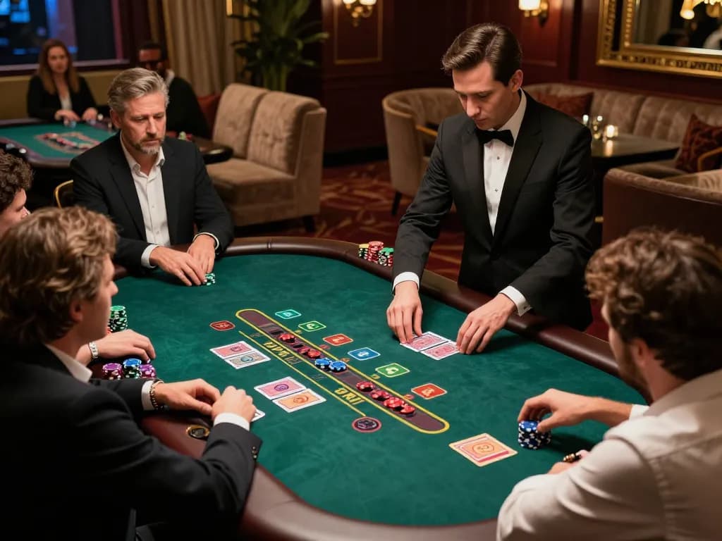 Twin68 players enjoying an intense blackjack game at an upscale casino