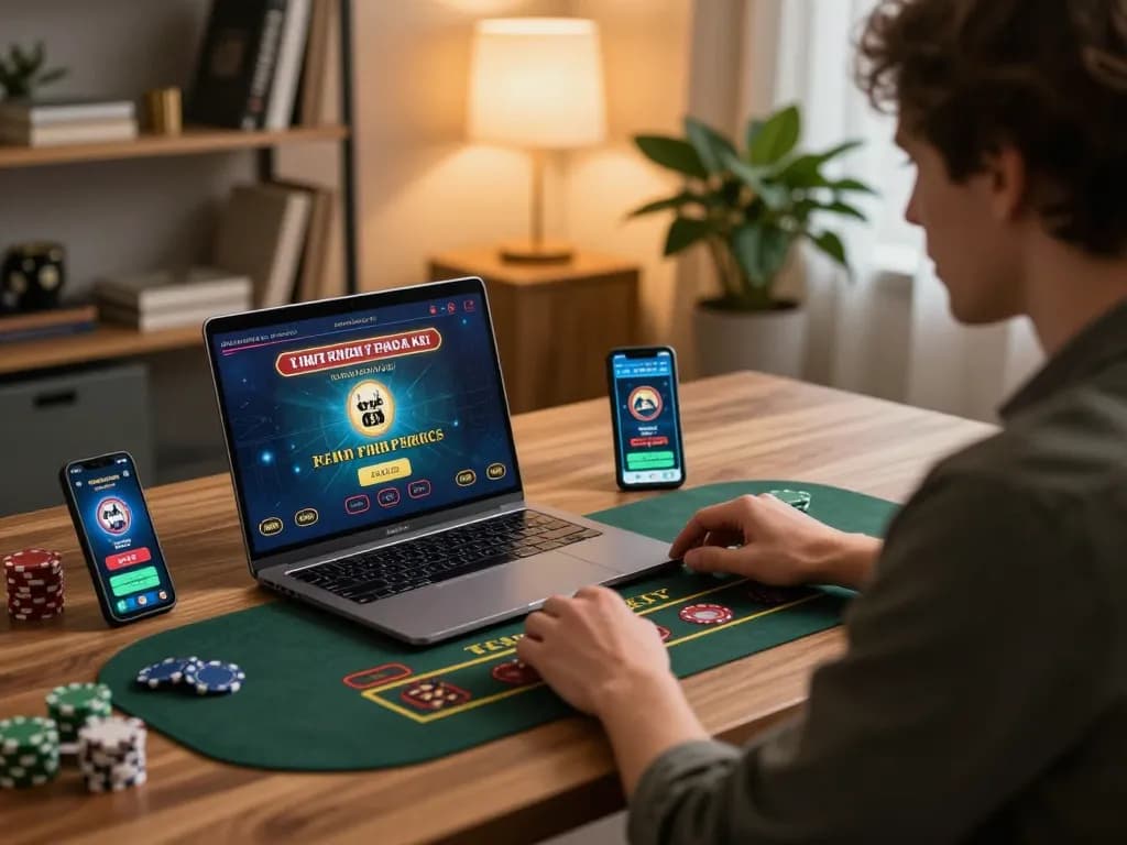 Engaging in online casino gameplay with Nhà cái SC88 from a cozy home office.