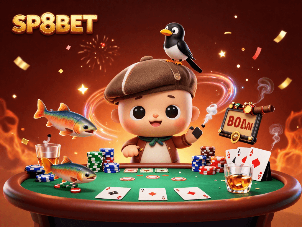 Experience the thrill of SP8BET with Nessie and friends in a vibrant casino scene.