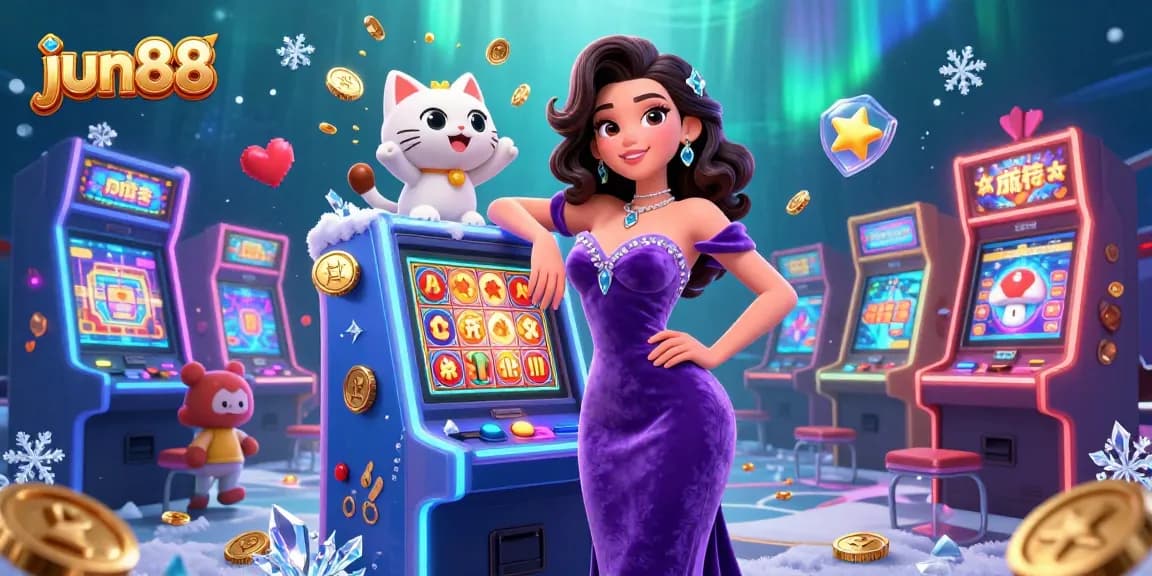 Experience thrilling wins at jun88 with captivating 3D gaming scenes featuring vibrant slots and playful elements.