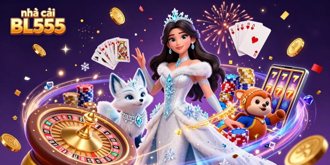 Experience the thrill of gaming at nhà cái BL555 with colorful casino elements and festive atmosphere.