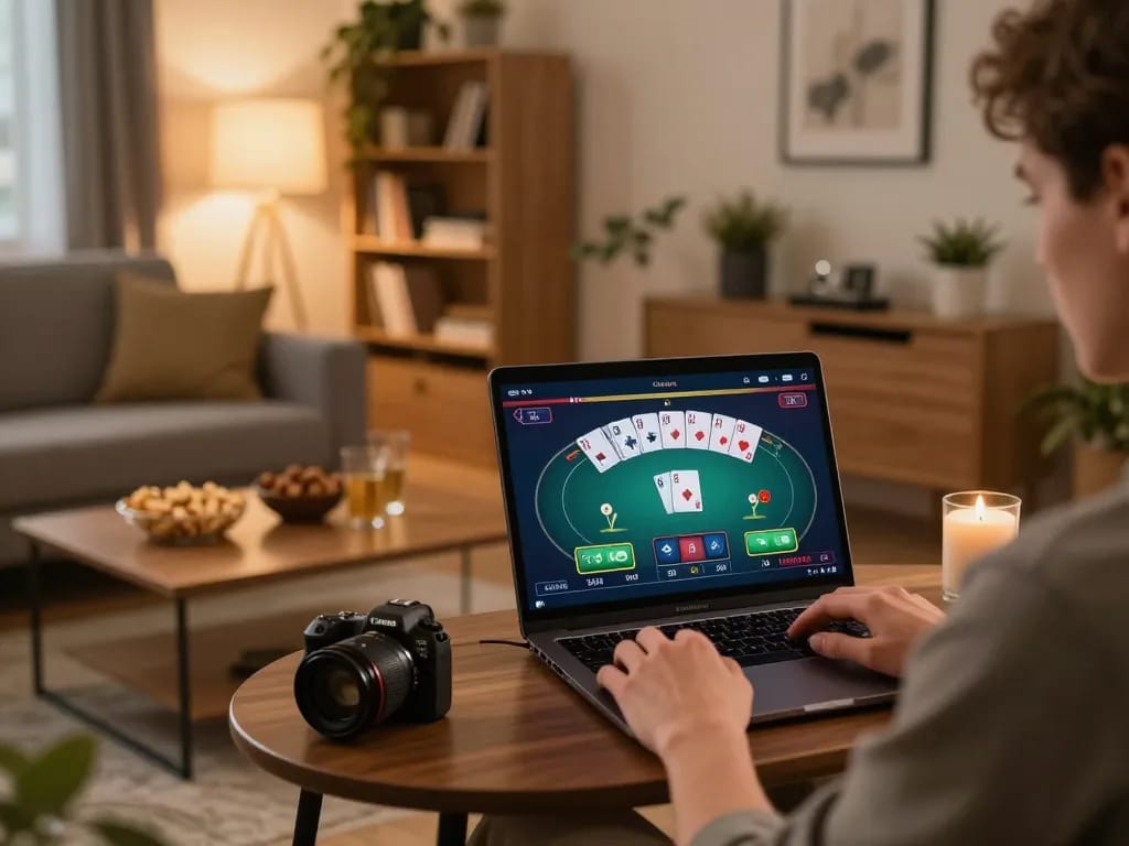 Engaging in strategic gaming at https://sin88.expert/ while enjoying a relaxed home atmosphere.