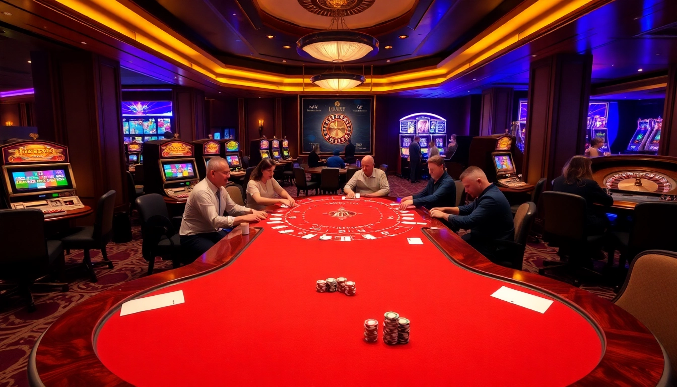 Experience the thrill of gambling at Go8, featuring vibrant games and elegant casino decor.