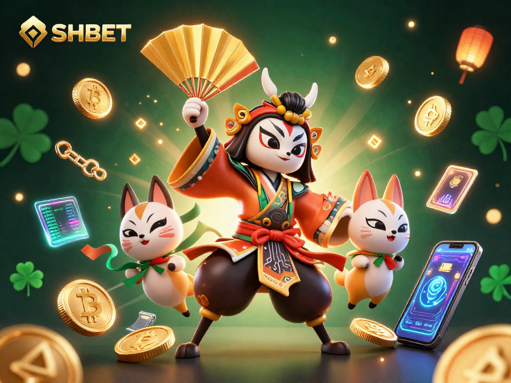 Win with SHBET gaming by entering a vibrant 3D digital casino landscape featuring unique characters and elements.