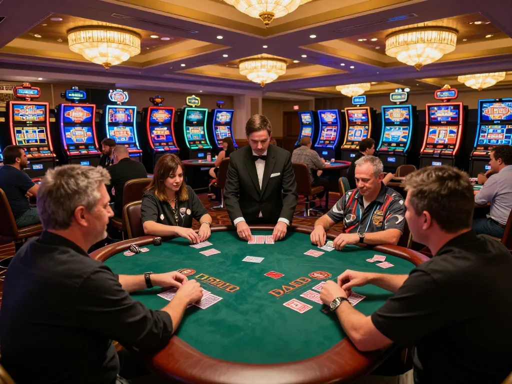 Players enjoying TR88 blackjack games at a lively casino floor