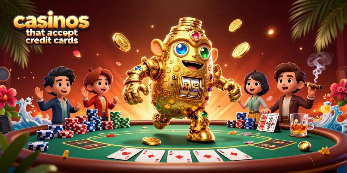 Engage with casinos that accept credit cards in this vibrant gaming scene featuring poker tables and gold golems.