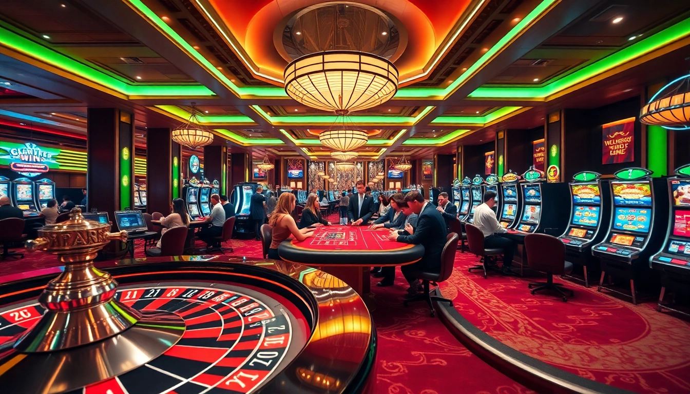 Experience the excitement of winning at 78WIN casino with dynamic tables and colorful slot machines.