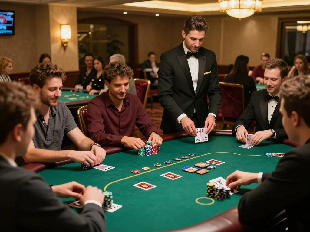 Players engaging in a thrilling poker game in an upscale casino environment featuring S666 strategies.