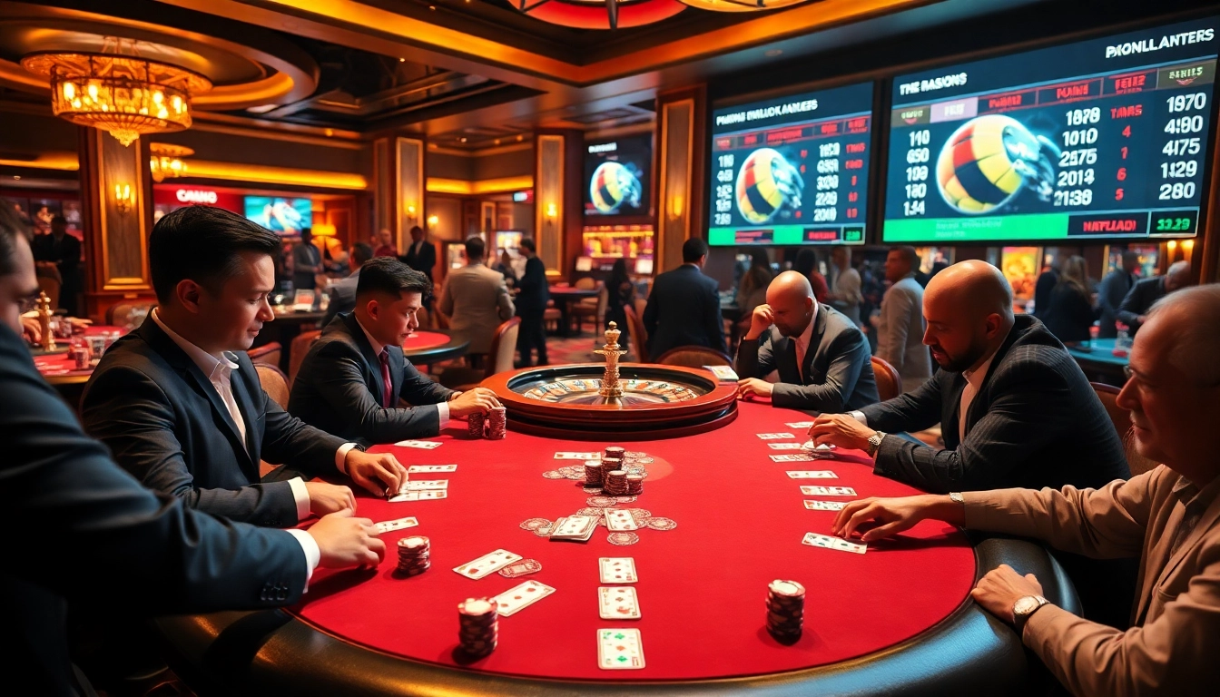 Experience the thrill of high-stakes poker at vaoluoitv's luxurious casino, featuring vibrant tables and strategic gameplay.