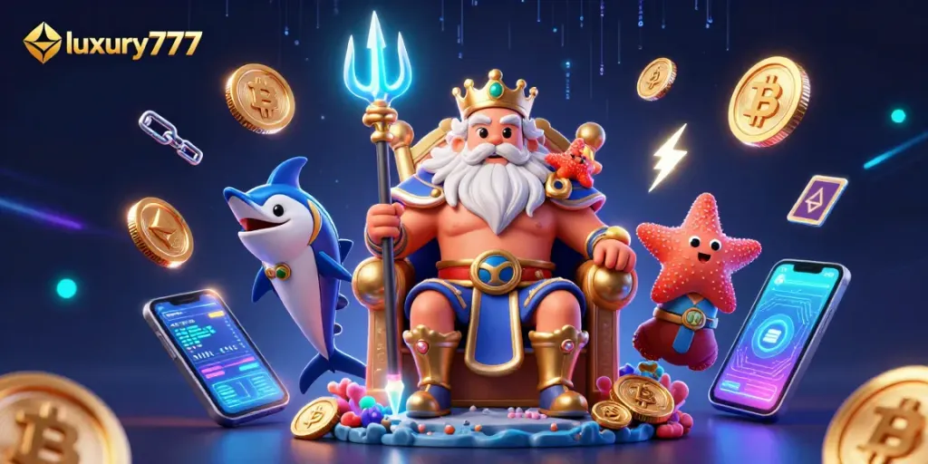 Experience top-tier gaming with luxury777's vibrant casino scene featuring dynamic characters and dazzling cryptocurrency elements.